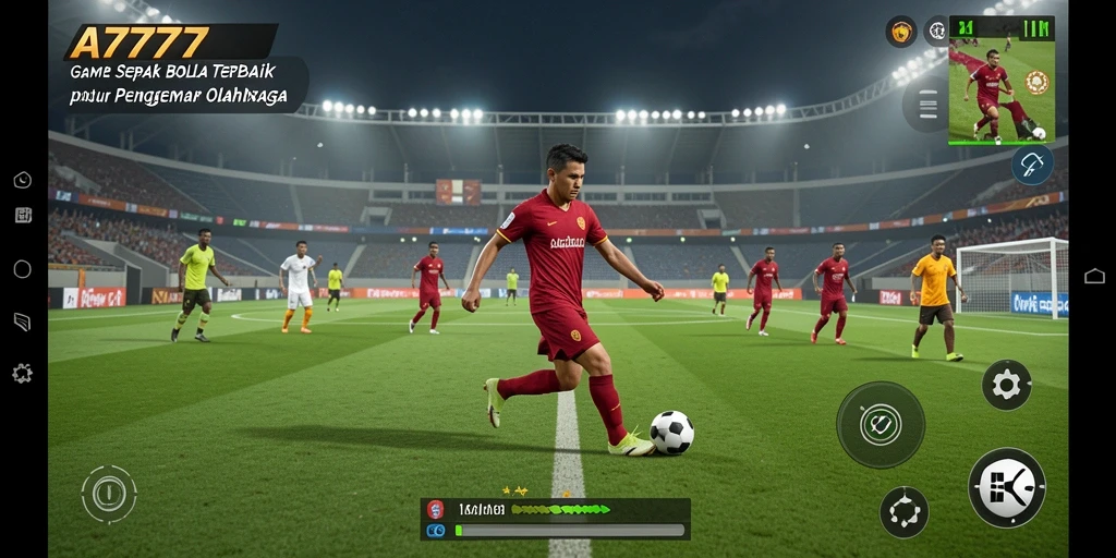 Gameplay A7777 menampilkan aksi sepak bola yang mendebarkan.