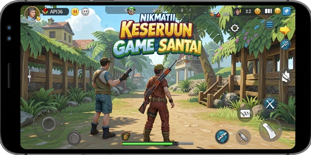 Tampilan gameplay yang ceria dan penuh warna di API36.
