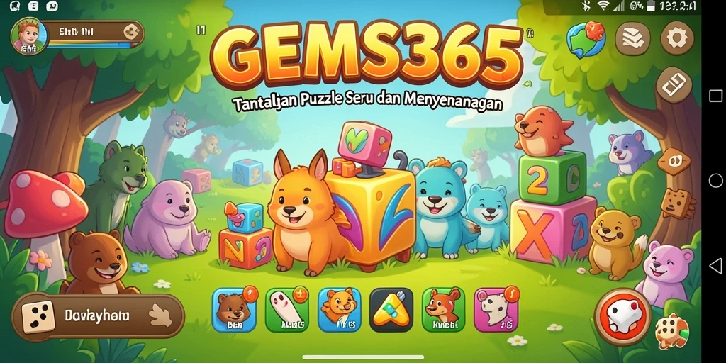 Tampilan gameplay seru dari GEMS365 dengan tantangan puzzle menarik.