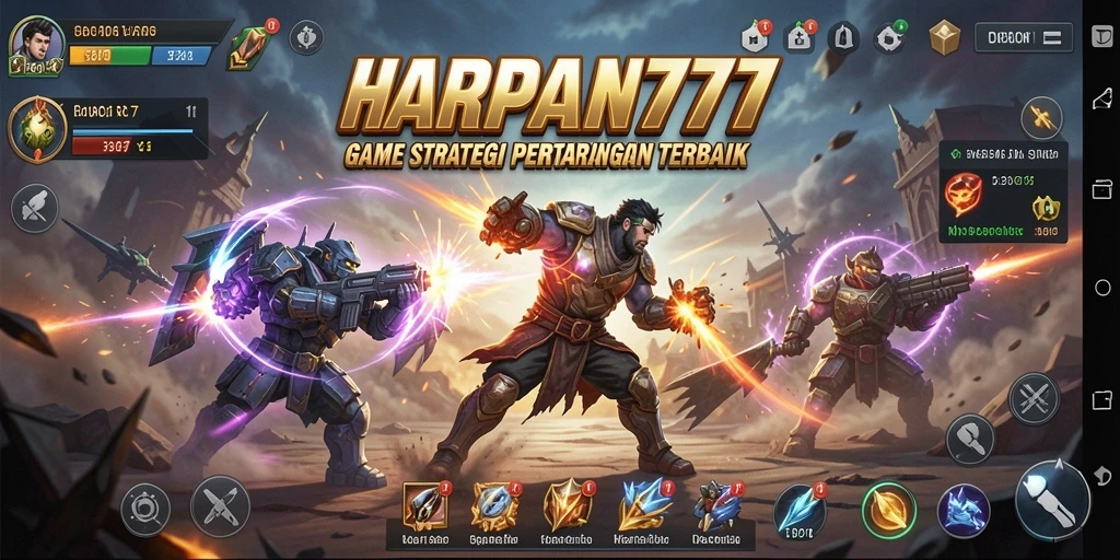Screenshot menunjukkan berbagai unit dalam pertempuran strategis yang mendebarkan.