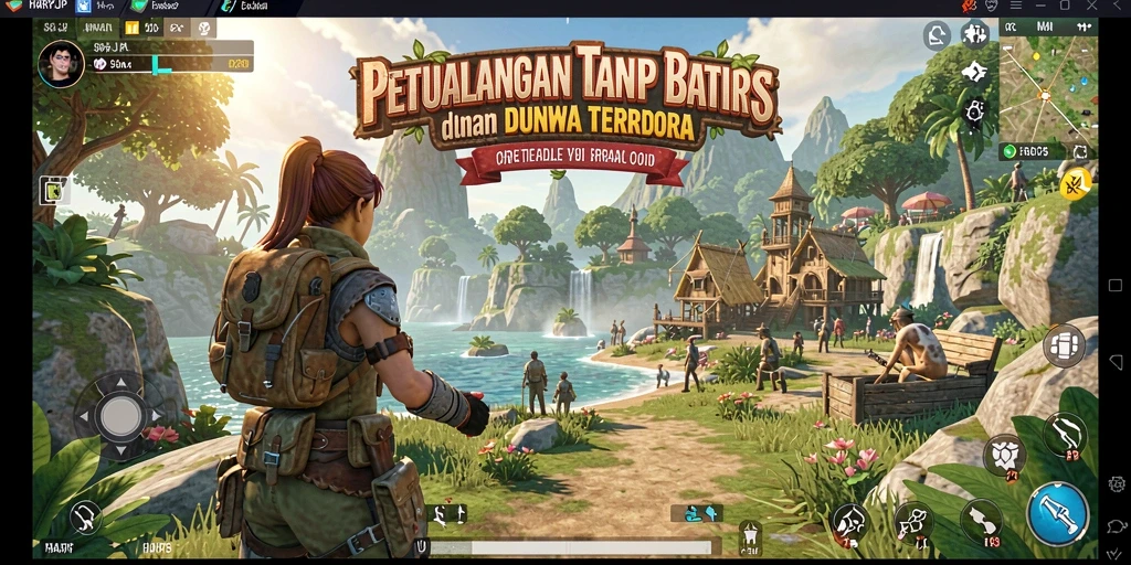 Tangkapan layar utama HARAPJP yang menampilkan pemain menjelajahi dunia terbuka.