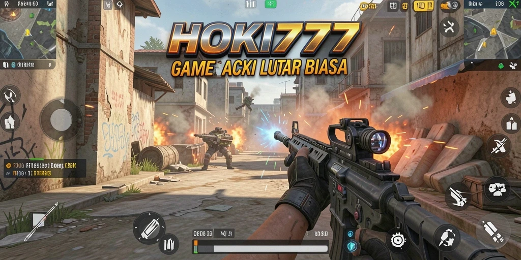 Tampilan seru dari gameplay HOKI777 dalam pertempuran FPS.