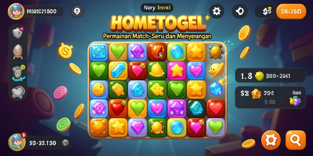 Tampilan gameplay HOMETOGEL yang penuh warna dan menantang.