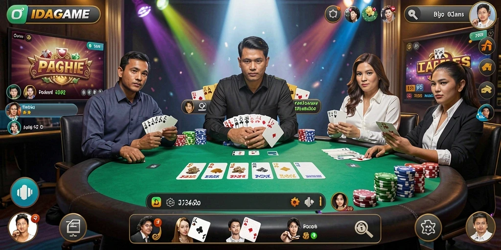 Tampilan gameplay Poker yang mengasyikkan di IDAGAME.