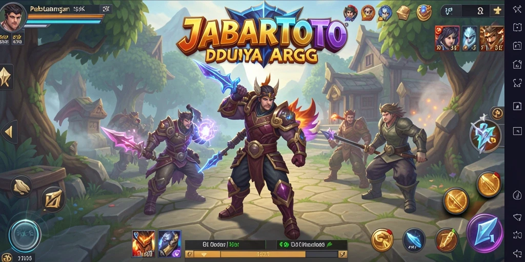 Screenshot utama JABARTOTO menampilkan aksi pertempuran seru di dunia fantasi.
