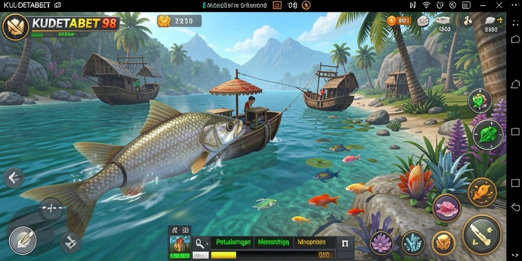 Menampilkan gameplay seru di KUDETABET98, menangkap ikan besar dengan teknik memancing yang tepat.