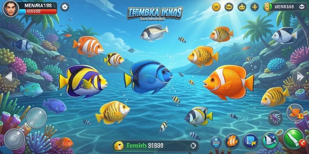 Screenshot gameplay MENARA188 menampilkan aksi tembak ikan yang seru.