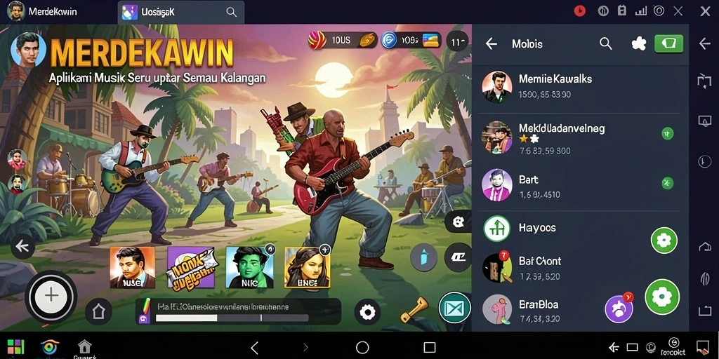 Screenshot gameplay menunjukkan pengguna menikmati fitur musik interaktif.