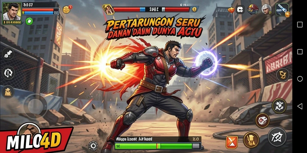 Tampilan gameplay seru dalam MILO4D, penuh aksi dan pertarungan.