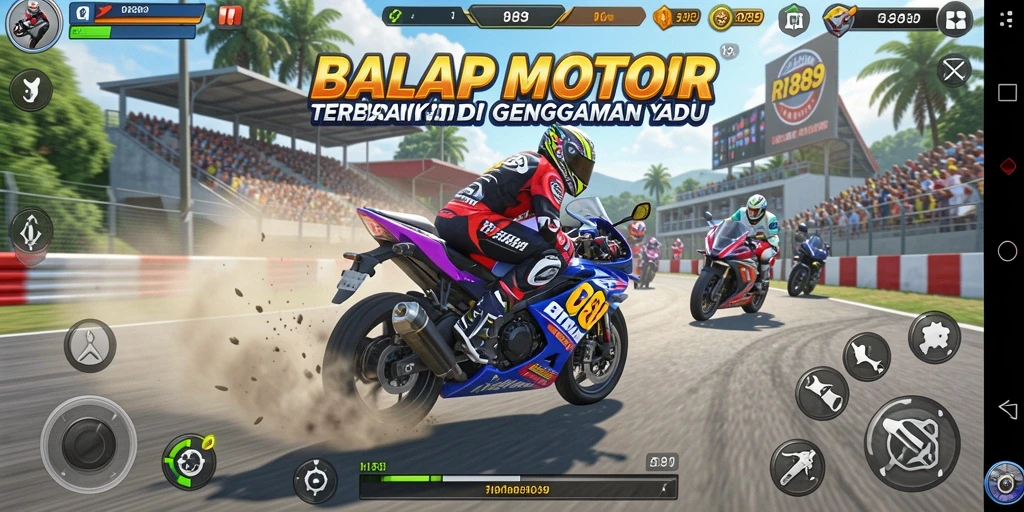 Tampilan gameplay seru balap motor di RI889.