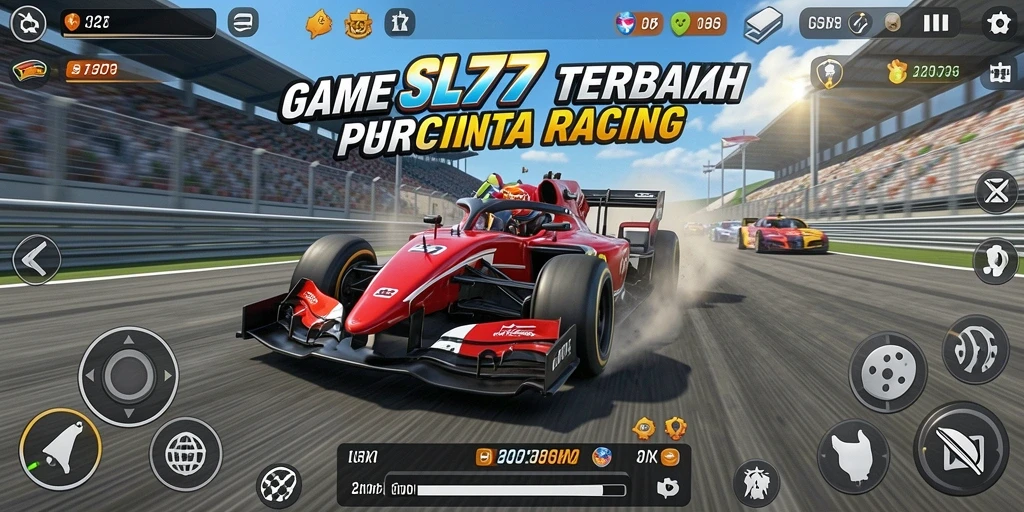 Gameplay SL777 yang mendebarkan dan menegangkan di lintasan balap.