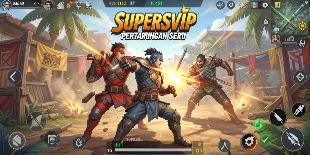 Tangkapan layar gameplay <strong>SUPERSVIP</strong> yang menunjukkan aksi seru Battle Royale.
